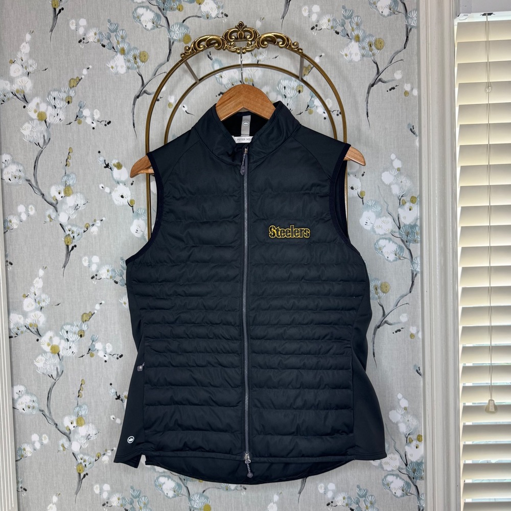 Peter Millar Pittsburgh Steelers Fuse Elite Hybrid Vest Black Womens Large NFL